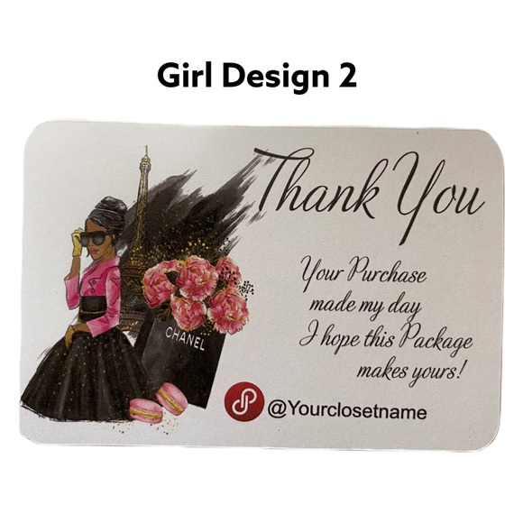 Thank you Cards,Thank You Card with  Paris Fashion Girl  Design Set of  60 - Picture 4 of 15